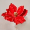 12in Long Flocked Red Magnolia Pick, Bundle of 12