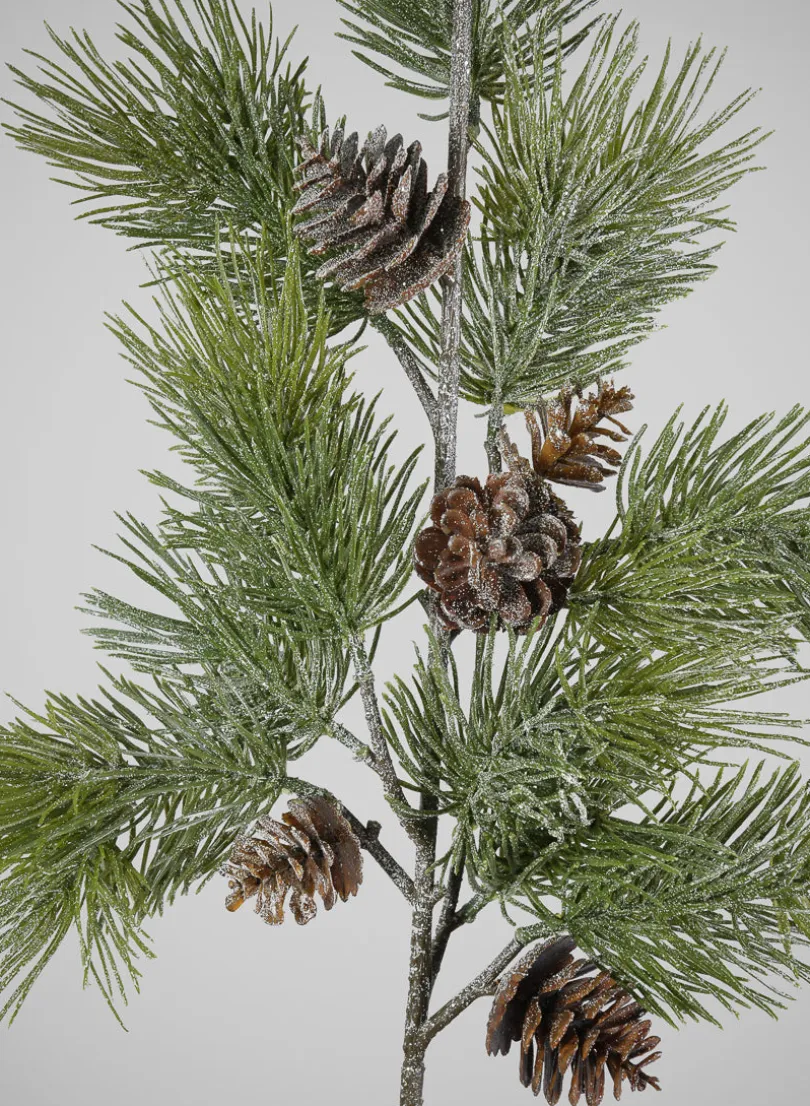 31in Long Frosted Pine Spray with Pinecones, Case of 6