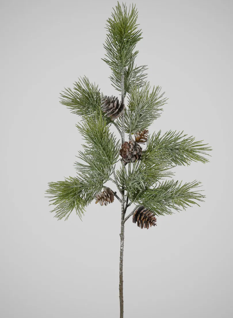 31in Long Frosted Pine Spray with Pinecones, Case of 6