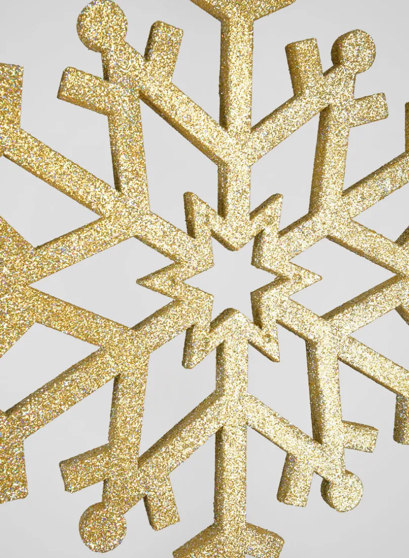 32in Long Giant Gold Glitter Snowflake Resin Ornament