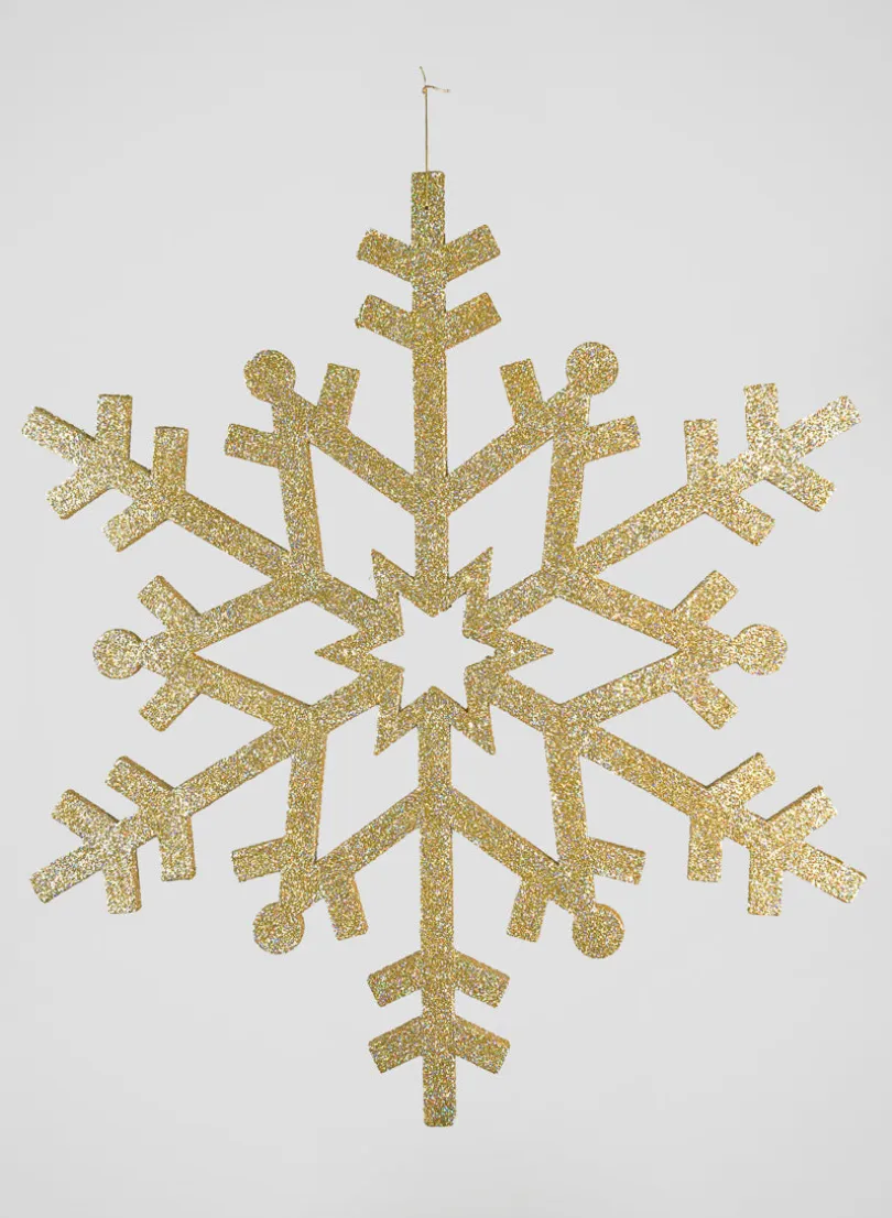 32in Long Giant Gold Glitter Snowflake Resin Ornament