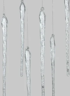 12in Long Glass Icicle, Set of 6