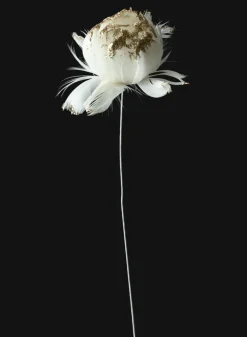 18in Long Glittered Gold Feather Opening Peony, Case of 6