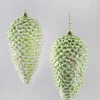 7in Long Glittered Green Tone Pine Cone, Set of 2
