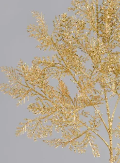 30in Long Glitter Painted Cypress Leave Spray