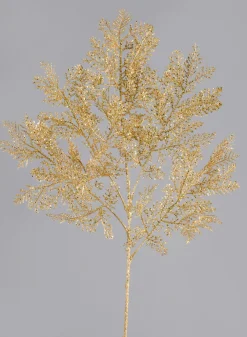 30in Long Glitter Painted Cypress Leave Spray