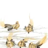 6in Long Gold Foil & Feather Bird With Clip, Set of 12