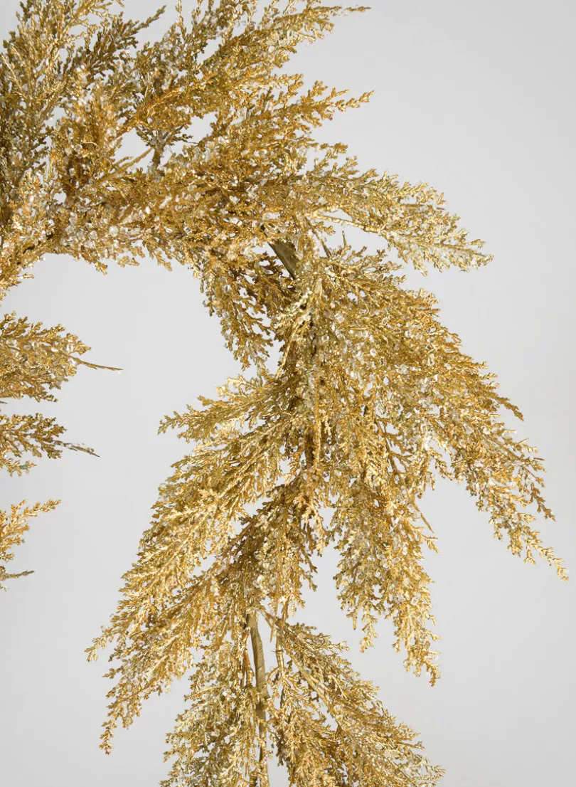 65in Long Gold Glitter Cedar Garland