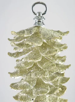 10in Long Gold Glitter Pinecone
