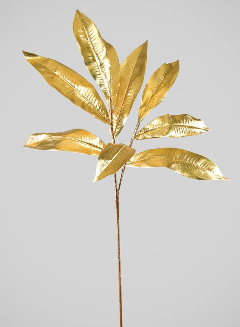 35in Long Gold Magnolia Leaf Spray, Case of 12