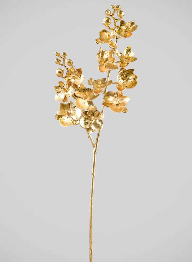 25in Long Gold Phalaenopsis Orchid Spray, Case of 12