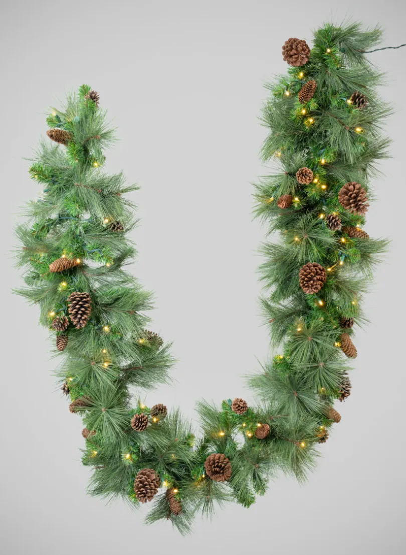 115in Long Hard Needle Garland, 35 Pinecones, 195 Tips