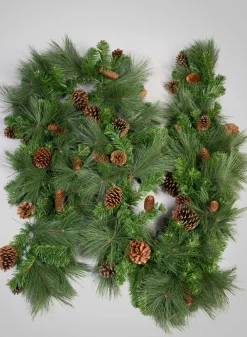 115in Long Hard Needle Garland, 35 Pinecones, 195 Tips