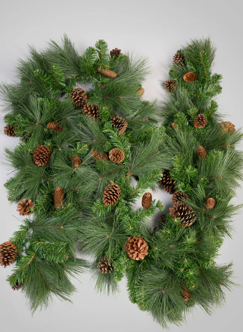 115in Long Hard Needle Garland, 35 Pinecones, 195 Tips