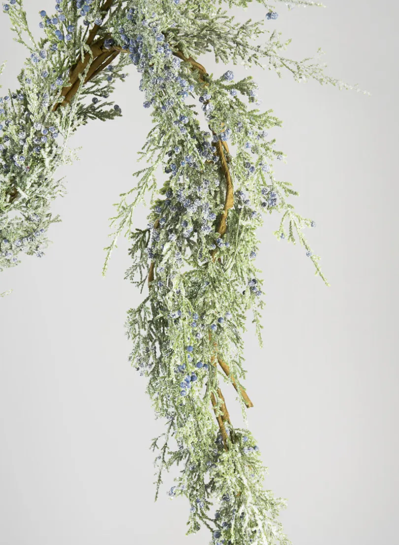 60in Long Iced Blue Berry Pine Garland