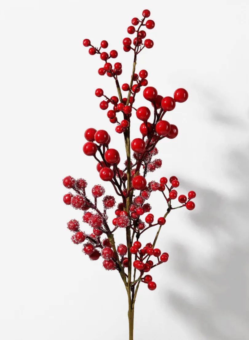 27in Long Iced Red Berries Pick, Case of 12
