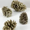 3.5in Long Light Gold Glitter Pine Cone, Case of 6
