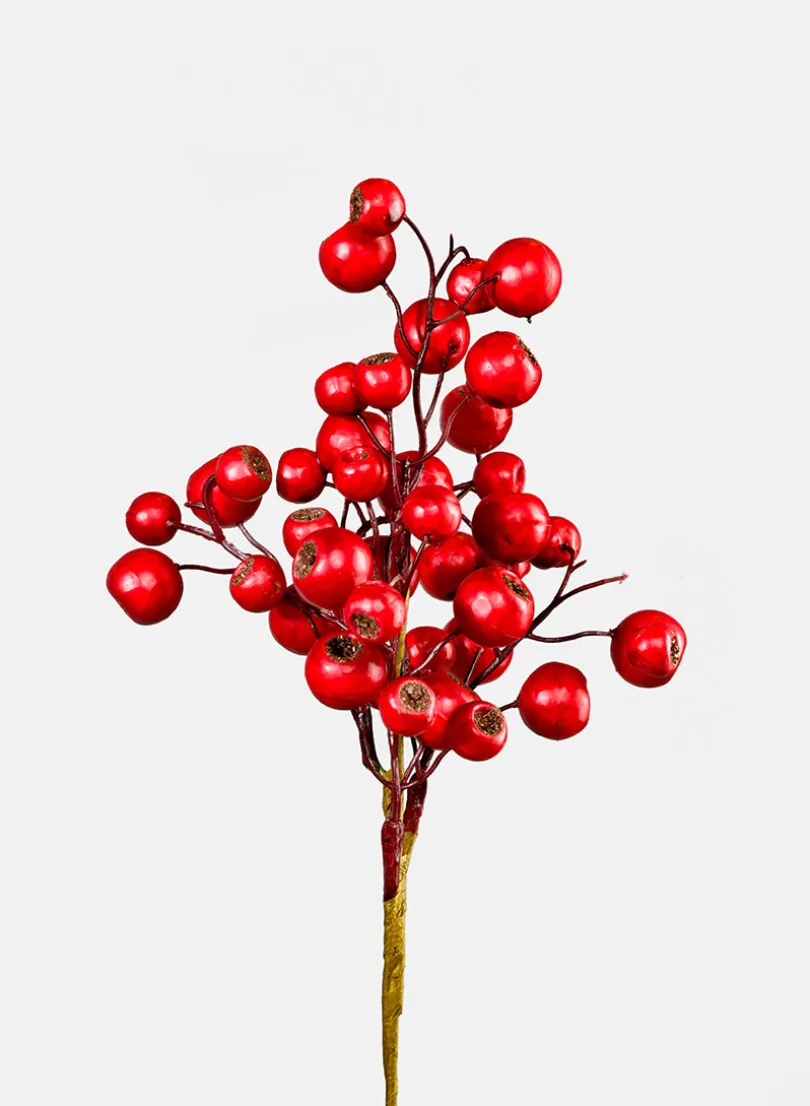 16in Long Matte Red Berries Pick, Large, Case of 12