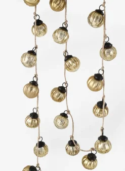 57in Long Mini Gold Ribbed Ornament Ball Garland