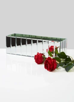 15.75in Long Mirror Strips Rectangle Glass Vase
