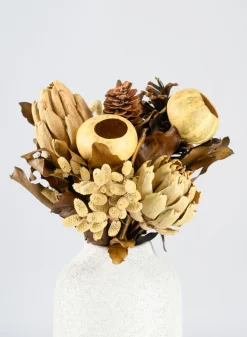 14in Long Mixed Dried Pods and Leaves Bouquet