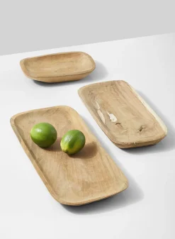 15.75in Long Oblong Teak Tray