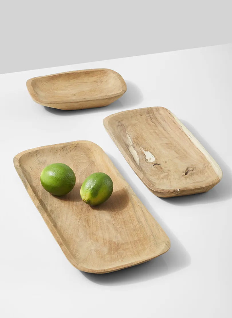 15.75in Long Oblong Teak Tray