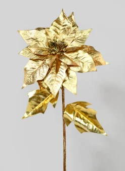 31in Long Pale Gold Poinsettia Stem, Case of 12