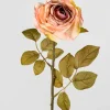 26.5in Long Peach Single Tea Rose Spray, Case of 12