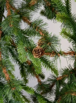 80in Long PE/Hard Needle Garland, 360 Tips, 16 Pinecones