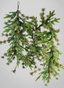 80in Long PE/Hard Needle Garland, 360 Tips, 16 Pinecones