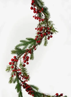 56in Long Pine Garland with Red Berries