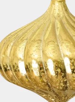 6in Long Plastic "Real Mercury Glass Look" Gold Onion Ornament
