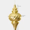 10in Long Plastic "Real Mercury Glass Look" Gold Finial Ornament