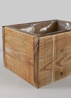 10in Long Raw Wood Deep Flower Box