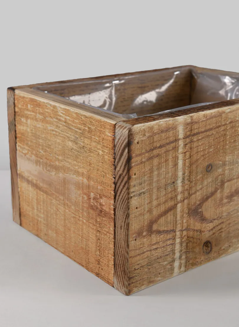 10in Long Raw Wood Deep Flower Box