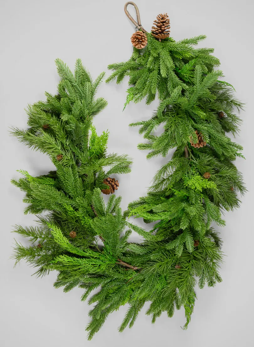 72in Long Real Touch Fir/Cedar/Cypress Cone Garland