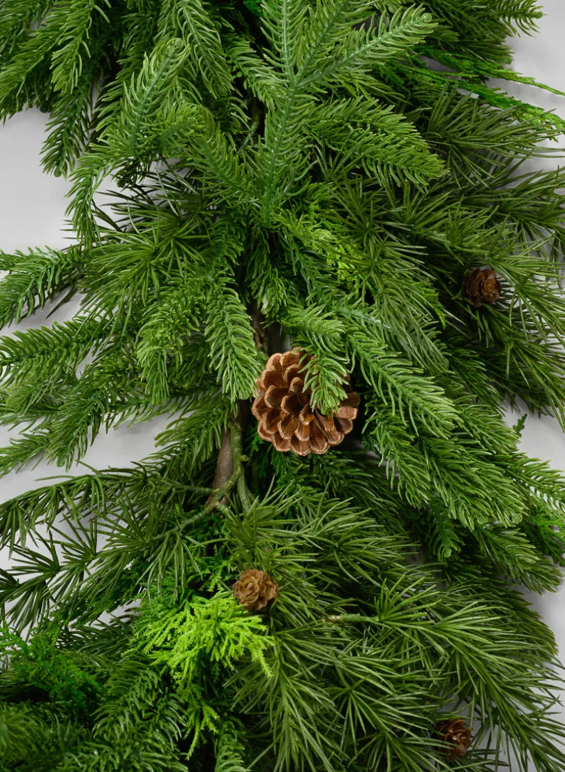 72in Long Real Touch Fir/Cedar/Cypress Cone Garland