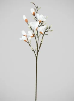 48in Long Real Touch Real Look Blooming Magnolia Flowers Stem, Case of 6