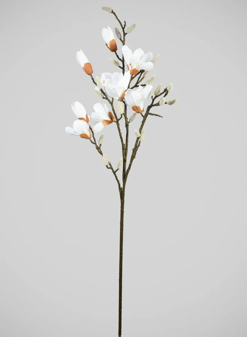 48in Long Real Touch Real Look Blooming Magnolia Flowers Stem, Case of 6