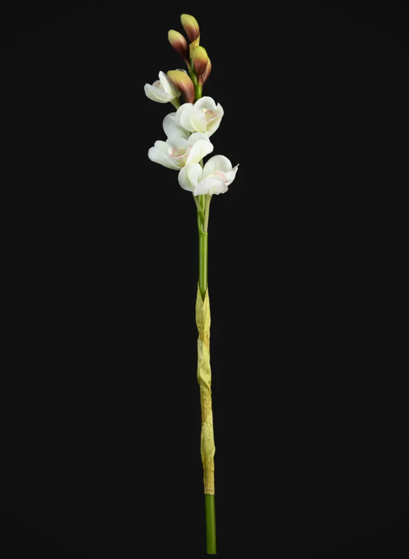 23in Long Real Touch Real Look Cymbidium Orchid Stem in White, Case of 12