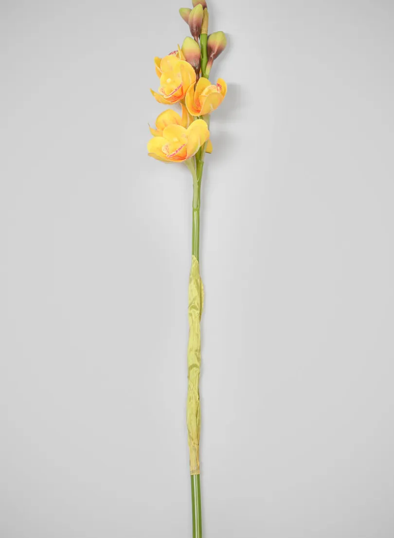 23in Long Real Touch Real Look Cymbidium Orchid Stem, Burnt Yellow, Case of 12
