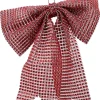 9in Long Red Diamond Bead Bow