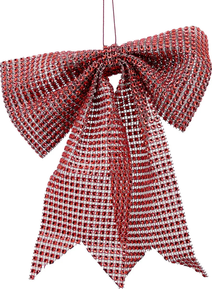 9in Long Red Diamond Bead Bow