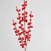 24in Long Red Flocked Berry Stem