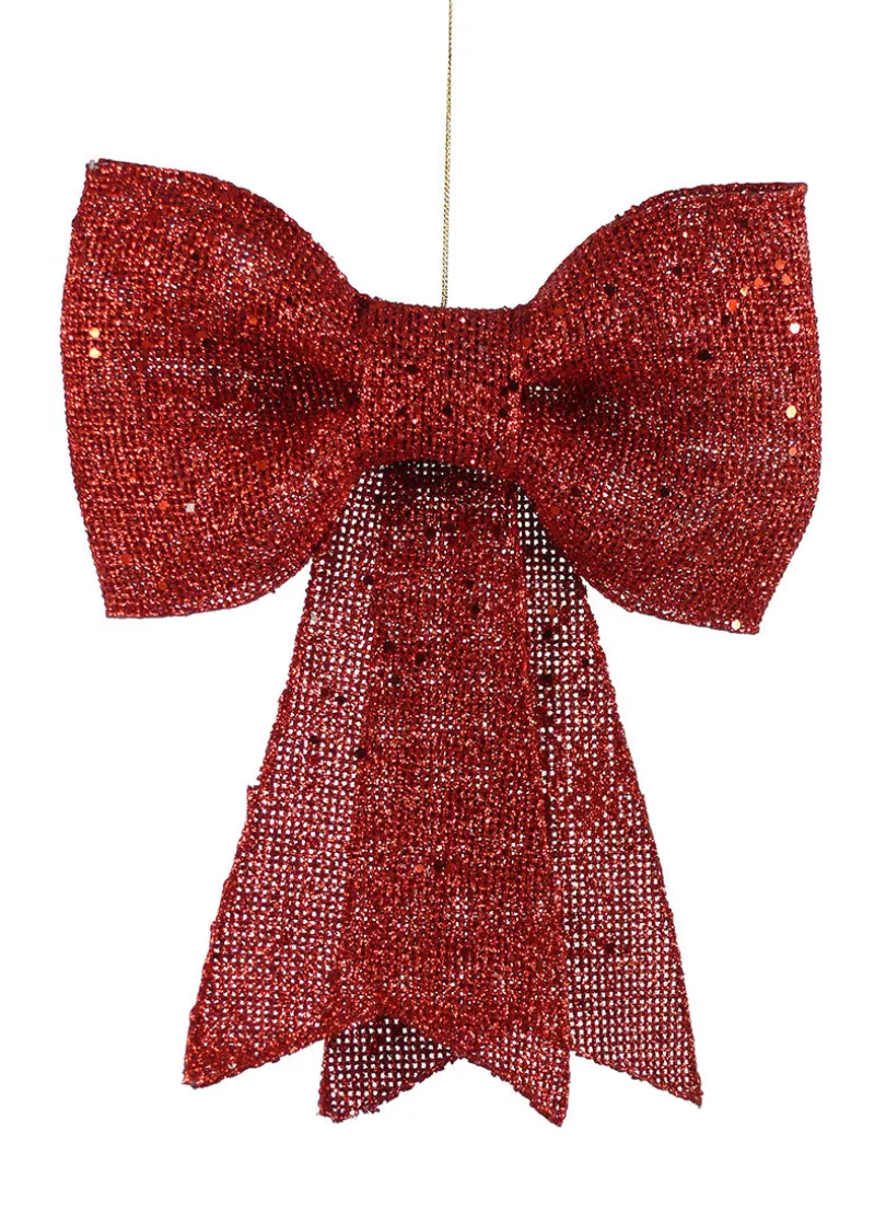 12in Long Red Glitter Bow
