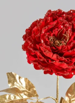 16in Long Red Peony Spray, Case of 12