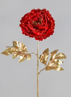 16in Long Red Peony Spray, Case of 12