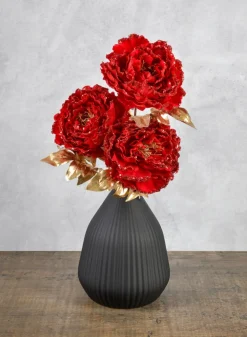 16in Long Red Peony Spray, Case of 12