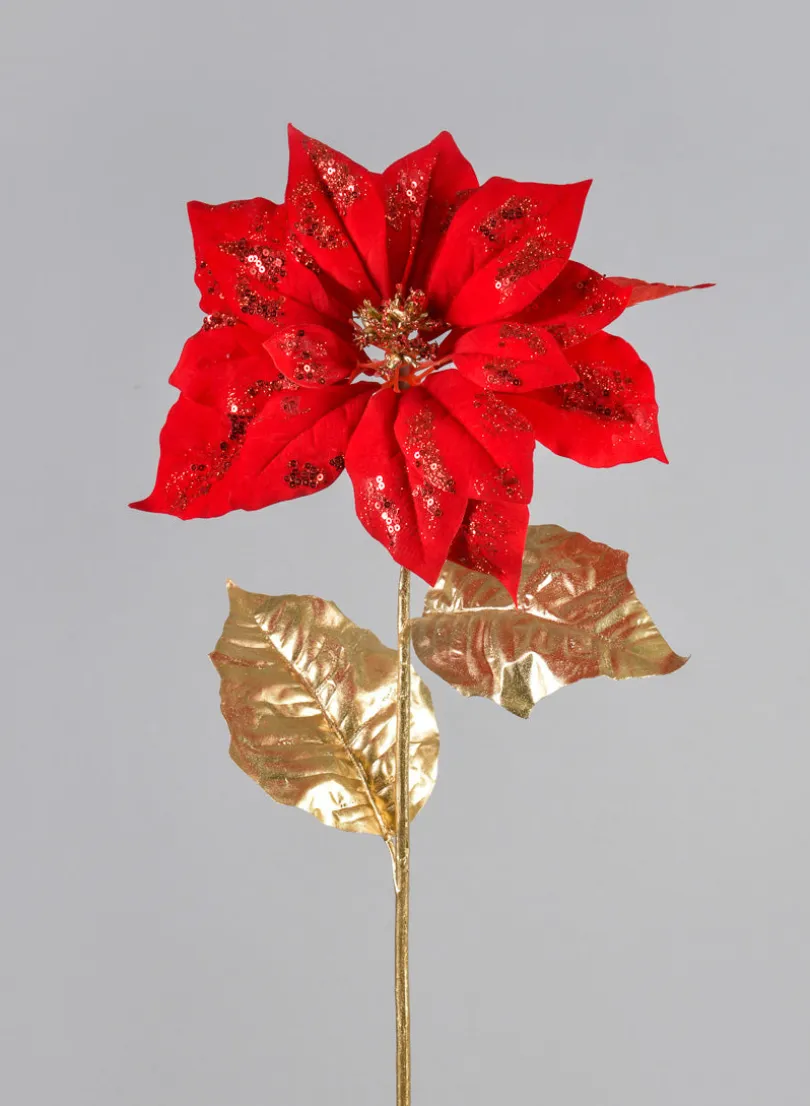 26in Long Red Poinsettia Spray